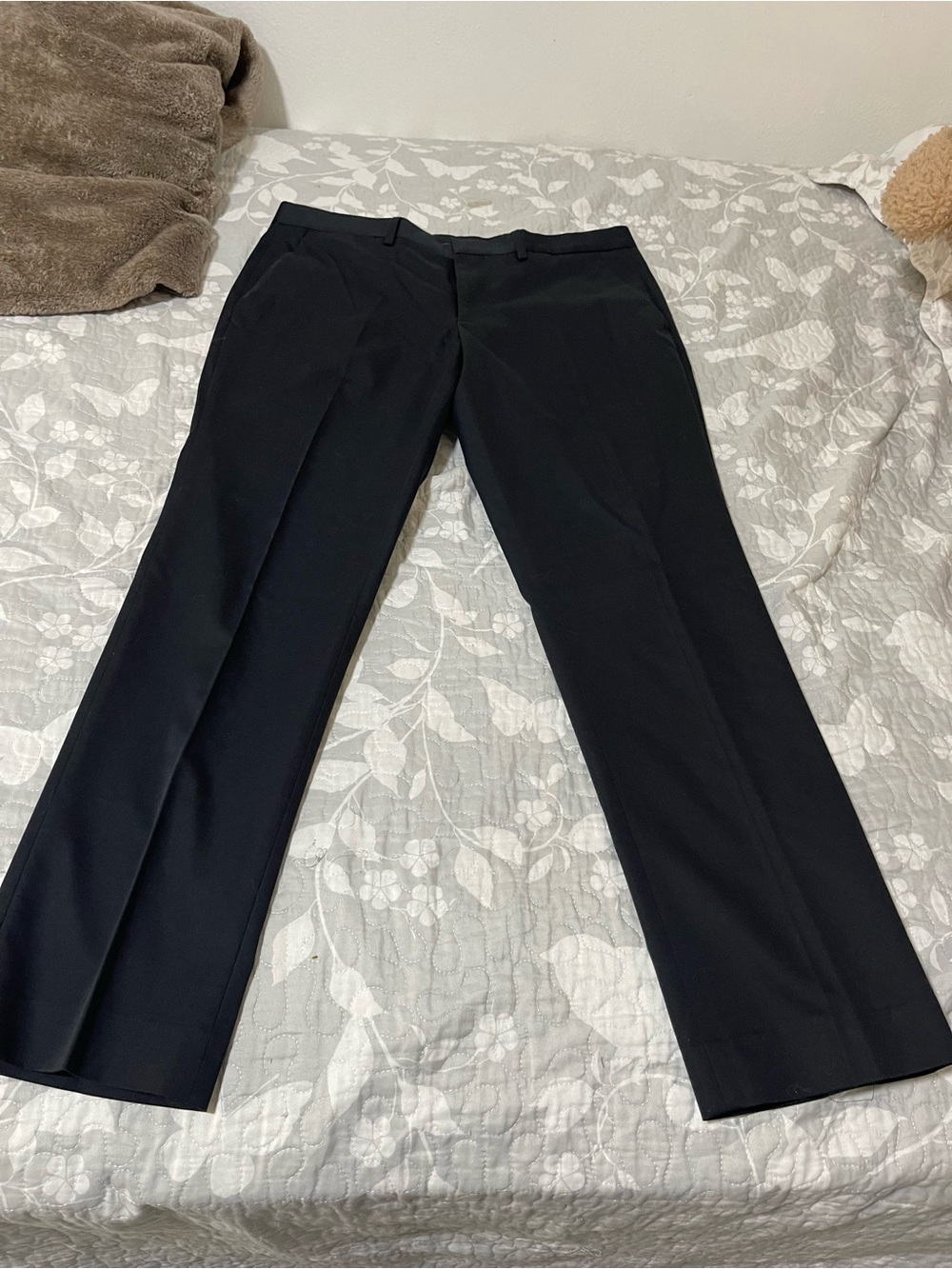 Express Men's Black Dress Pants - Flat Front Straight Leg
